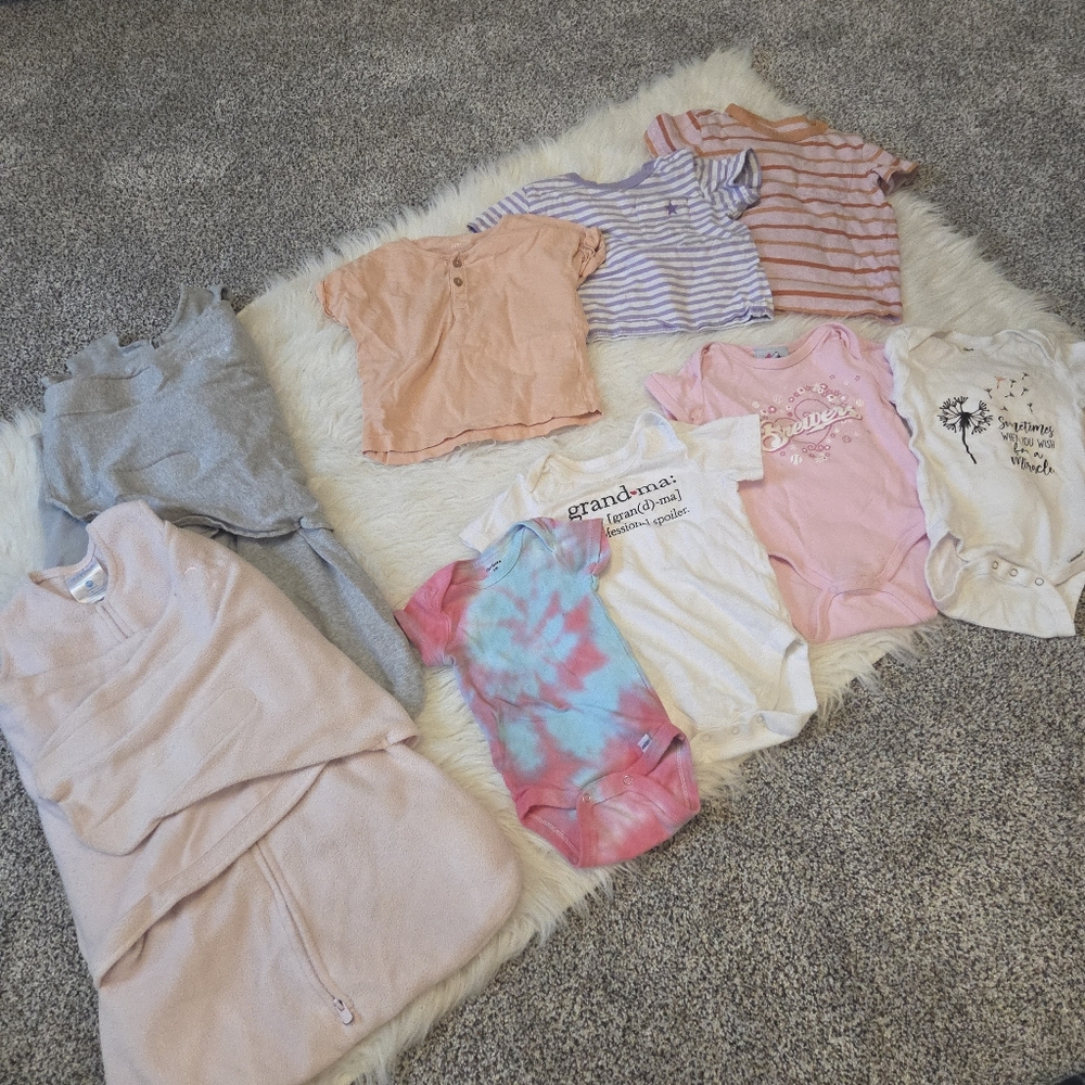Baby Girl Clothing Lot - Pastel Pink, Peach, Tie-Dye